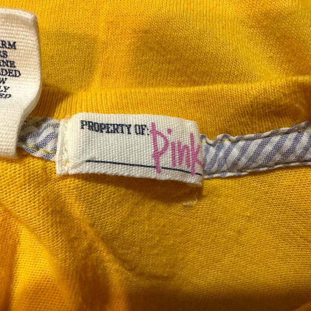 PINK Victoria's Secret Orange Yellow Football Tee Shirt Capped Sleeves XS - Picture 15 of 15